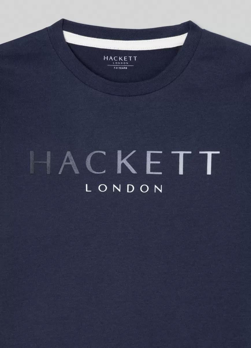Navy T-Shirt Langärmlig Logo-Druck Hackett London Herren T-Shirts & Sweatshirts - 2