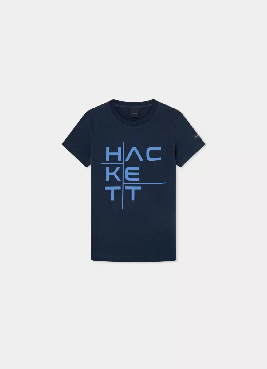 Navy T-Shirt Logo-Druck Classic Fit Herren Hackett London T-Shirts & Sweatshirts
