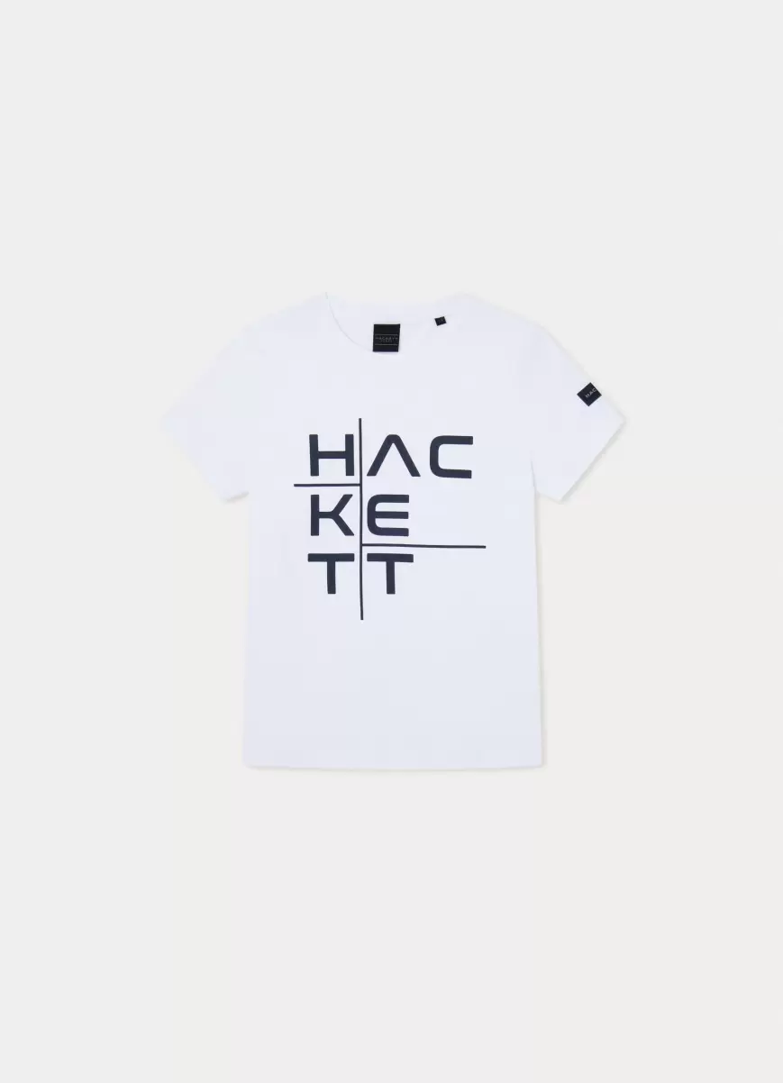 Herren T-Shirt Logo-Druck Classic Fit Hackett London White T-Shirts & Sweatshirts