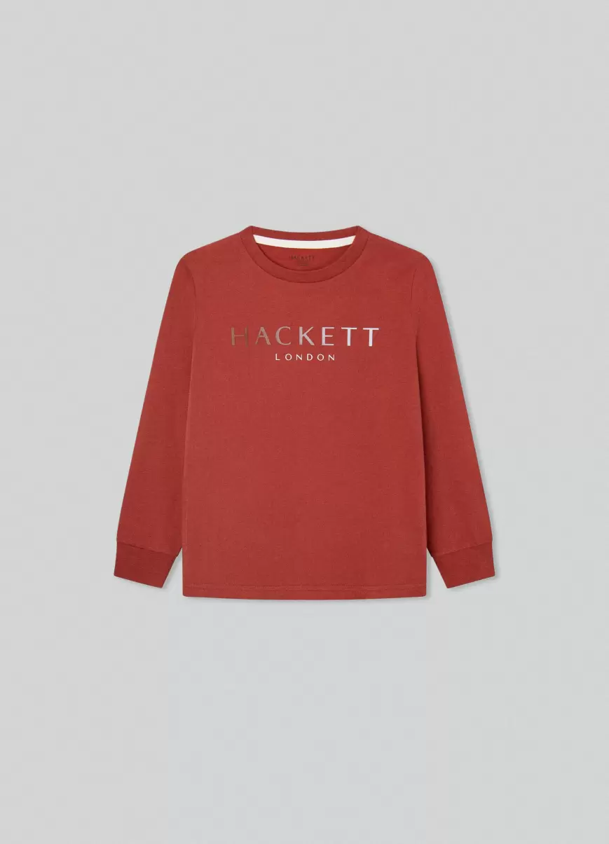 Hackett London T-Shirt Langärmlig Logo-Druck T-Shirts & Sweatshirts Herren Terracotta Brown