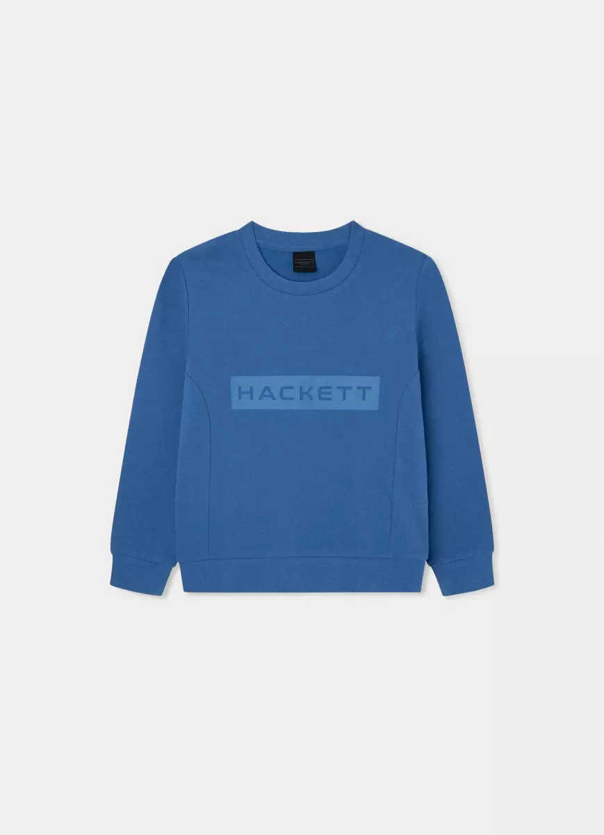 Hackett London T-Shirts & Sweatshirts Herren Blue Pullover Logo-Druck
