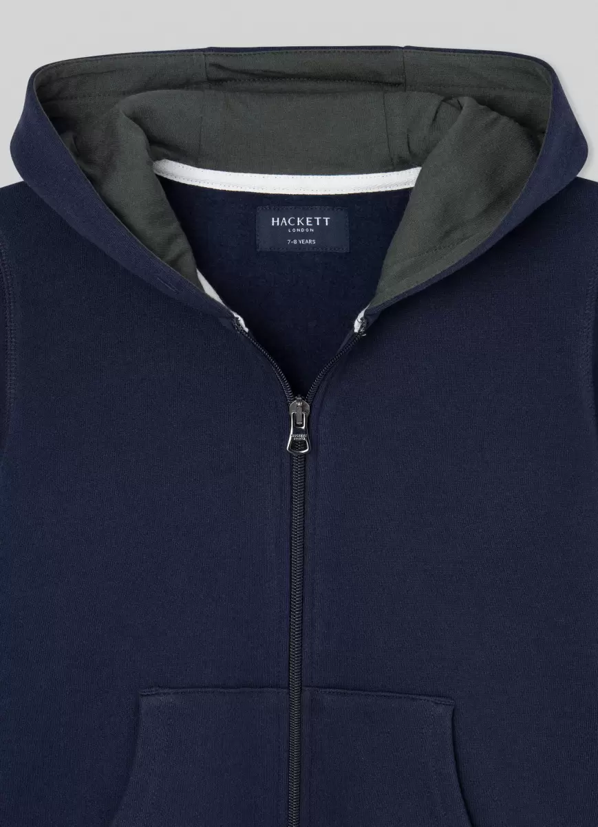 Navy T-Shirts & Sweatshirts Hoodie Reißverschluss Kapuze Logo Hackett London Herren - 2