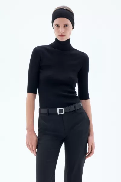 Strick Technologie Black Merino Elbow Sleeve Top Filippa K Damen