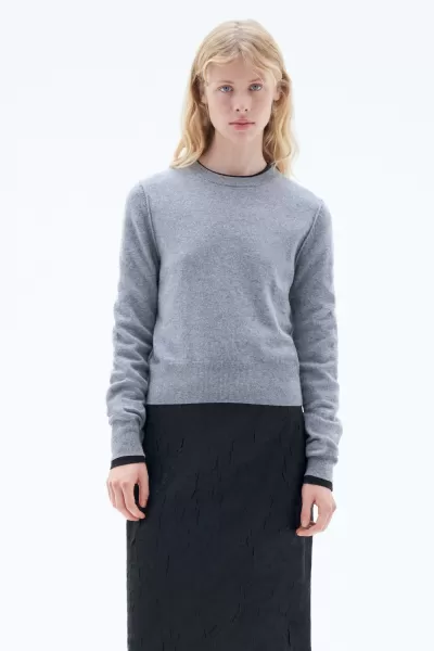 93 Inside-Out Sweater Rabattabzug Filippa K Damen Mid Grey Melange Strick
