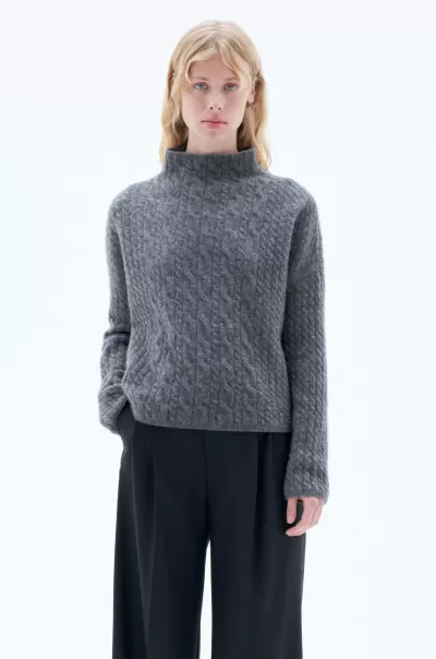 Mid Grey Melange Filippa K Strick Innovation Mika Braid Sweater Damen