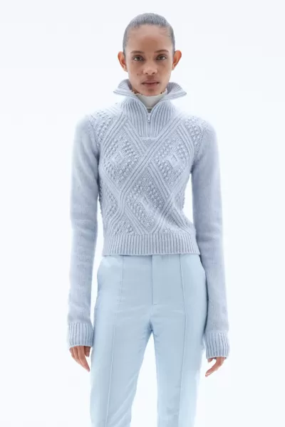 Damen Filippa K Promotion Argyle Pullover Mit Reißverschluss Strick Ice Blue