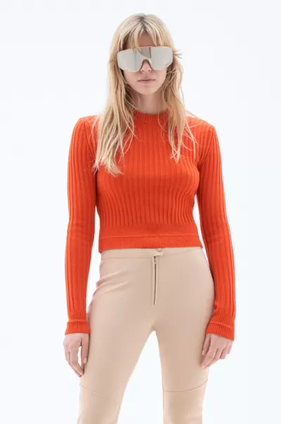 Strick Red Orange Filippa K Neues Produkt Gerippter Wollpullover Damen