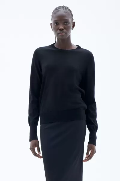 Strick Black Stilvoll Damen Filippa K Merino R-Neck Sweater