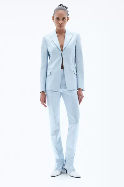 Damen Tailoring Glänzender, Einreihiger Blazer Filippa K Innovation Ice Blue