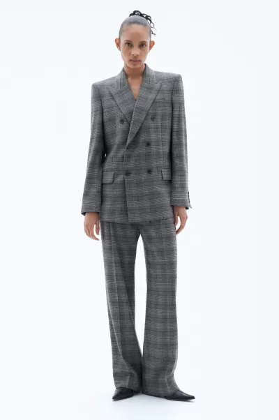 Grey Check Damen Tailoring Zweireihiger Blazer Mit Karomuster Filippa K Werbestrategie
