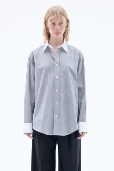 Hemden Filippa K Qualität Striped Tuxedo Shirt Ink Blue/White Damen