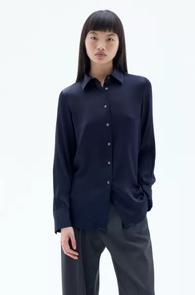 Navy Hemden Damen Filippa K Eira Silk Shirt Marktforschung