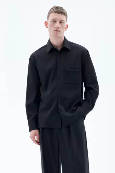 Black Filippa K Hemden Twill-Hemd Aus Wolle Damen Teuer