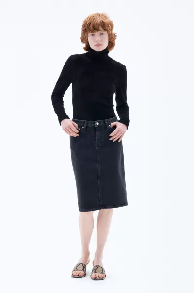 Midi-Jeansrock Charcoal Black Geschäft Filippa K Damen Röcke & Shorts