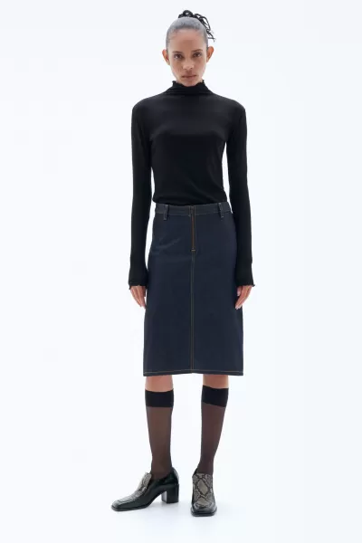 Filippa K Modell Röcke & Shorts Midnight Blue Midi-Jeansrock Mit Reißverschluss Damen