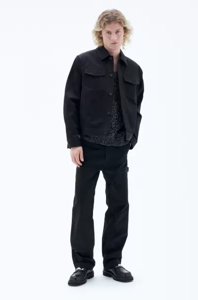 Filippa K Herren Black Outerwear Qualität Jacke Im Workwear-Stil Aus Baumwolle