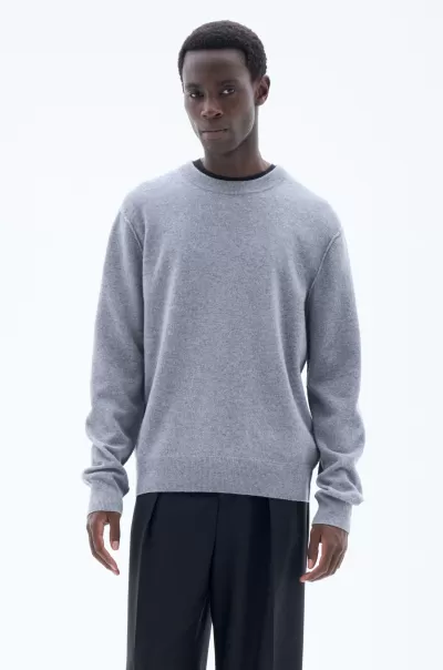 Filippa K Herren Mid Grey Melange Strick 93 Inside-Out Sweater Ausfahrt