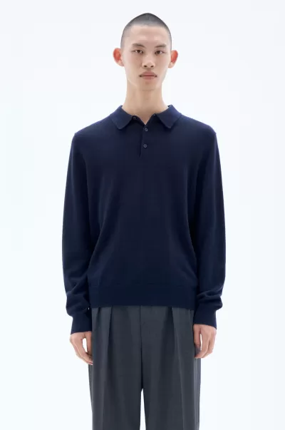 Knitted Polo Shirt Navy Herren Filippa K Strick Präzision