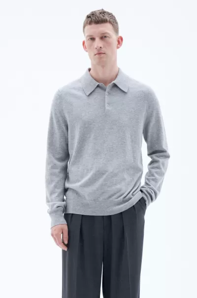 Sonderangebot Herren Light Grey Melange Filippa K Knitted Polo Shirt Strick