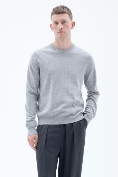 Cotton Merino Sweater Filippa K Light Grey Melange Verkaufen Strick Herren