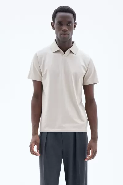 Filippa K T-Shirts Stretch Cotton Polo T-Shirt Light Taupe Herren Kosten