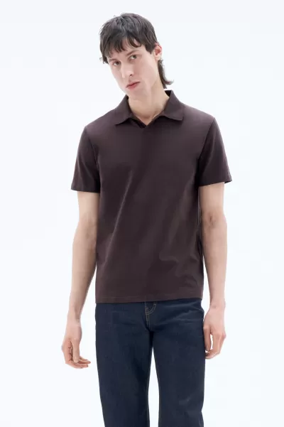 Dark Chocolate Polo-T-Shirt Aus Stretch-Baumwolle T-Shirts Filippa K Herren Billig