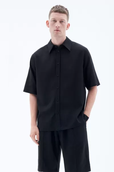 Filippa K Re:sourced Crepe Shirt Treuerabatt Hemden Black Herren