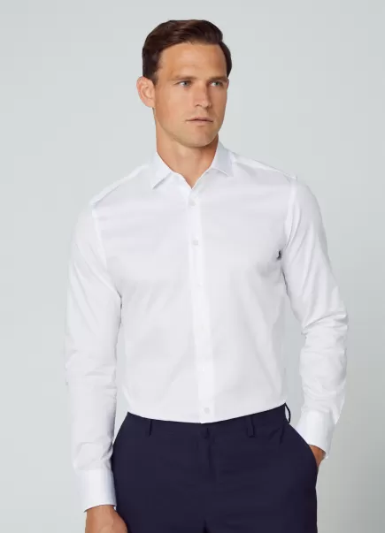 Hemden White Herren Hemd Baumwoll-Twill Slim Fit Hackett London