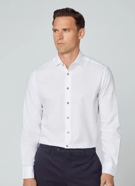 Slim Fit Hemd Baumwoll-Twill White Hackett London Herren Hemden