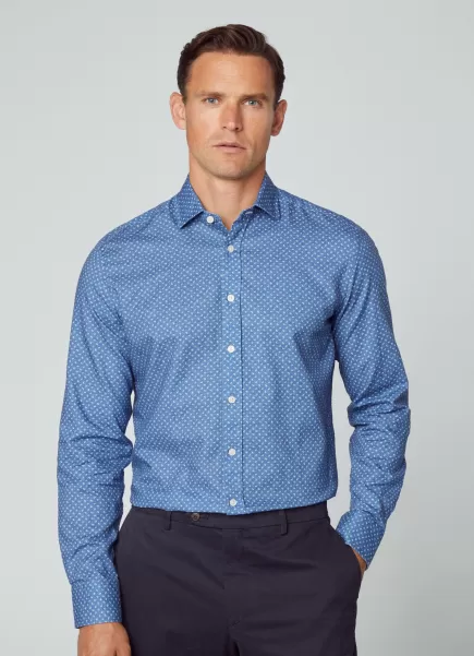 Navy/Blue Hackett London Hemd Blumenmuster Slim Fit Hemden Herren
