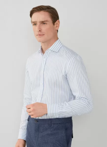 Hackett London Herren Hemd Bengal Streifen Slim Fit Blue/White Hemden
