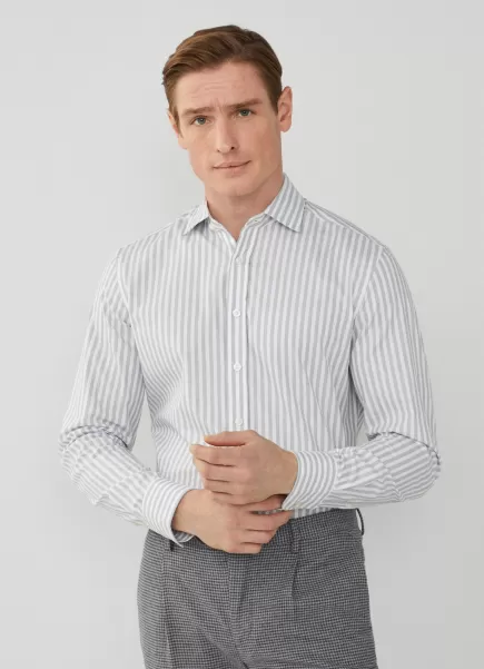 Grey/White Hemd Bengal Streifen Slim Fit Hackett London Hemden Herren