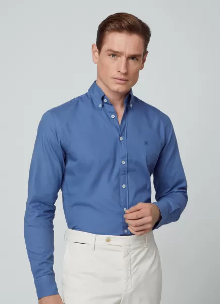 Hackett London Herren Oxford Blue Hemden Hemd Baumwolle Oxford Slim Fit
