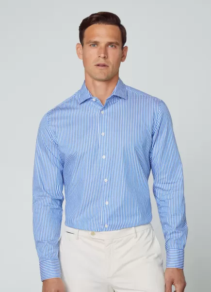 Blue/White Hackett London Hemden Herren Hemd Gestreift Slim Fit