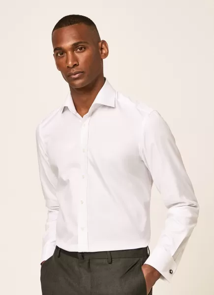Hackett London Herren Hemden Hemd Baumwolle Slim Fit White