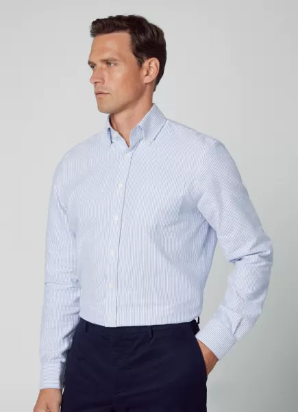 Hemd Baumwolle Oxford Classic Fit Hackett London Hemden Herren White/Blue