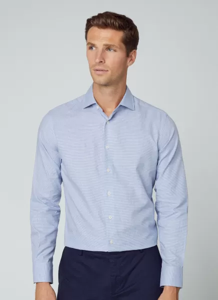Hemden Herren Hackett London Blue/White Hemd Hahnentrittmuster Slim Fit
