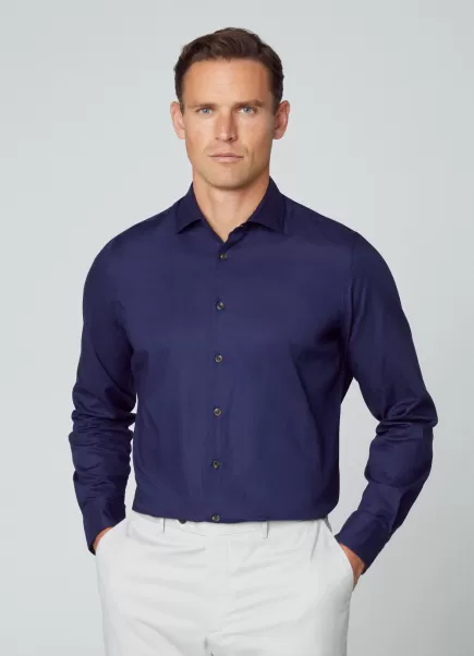 Navy Slim Fit Hemd Baumwoll-Twill Hackett London Herren Hemden