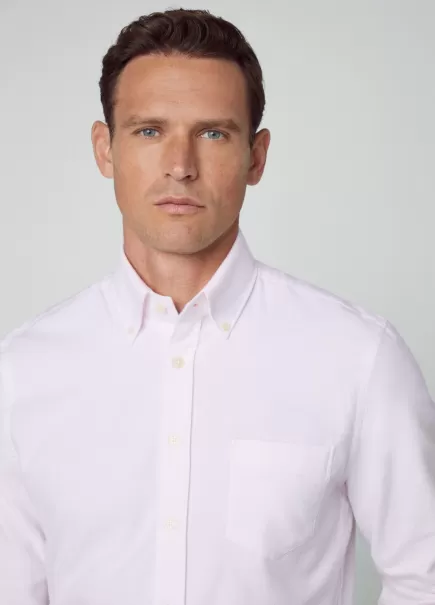 Hemden Hackett London Hemd Baumwolle Oxford Classic Fit Herren White/Pink