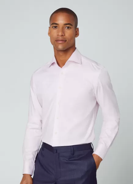 Hemden Herren Pink/White Hackett London Hemd Hahnentrittmuster Slim Fit