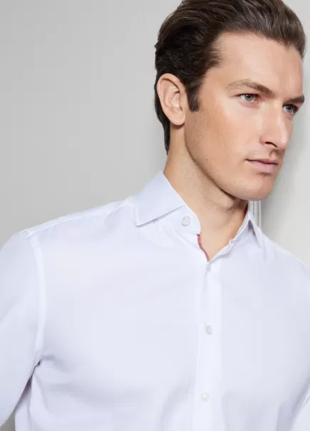 Hackett London Hemd Einfarbig Slim Fit Herren Hemden White/Rust