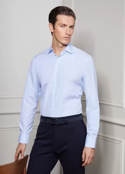 Herren White/Blue Hemden Hemd Popeline Classic Fit Hackett London