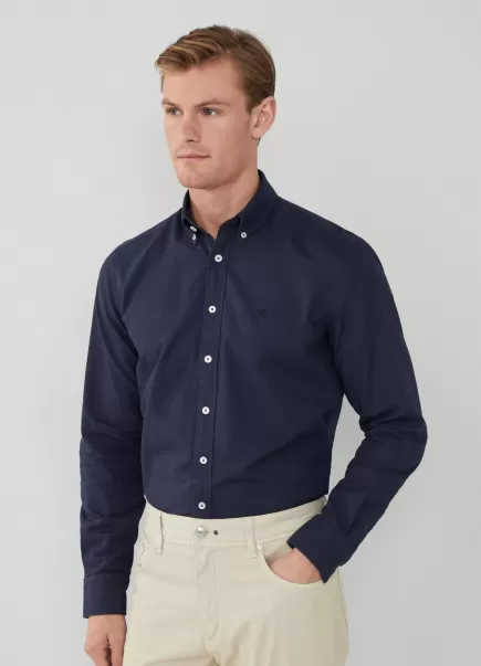Navy Hemd Baumwolle Oxford Slim Fit Hemden Hackett London Herren