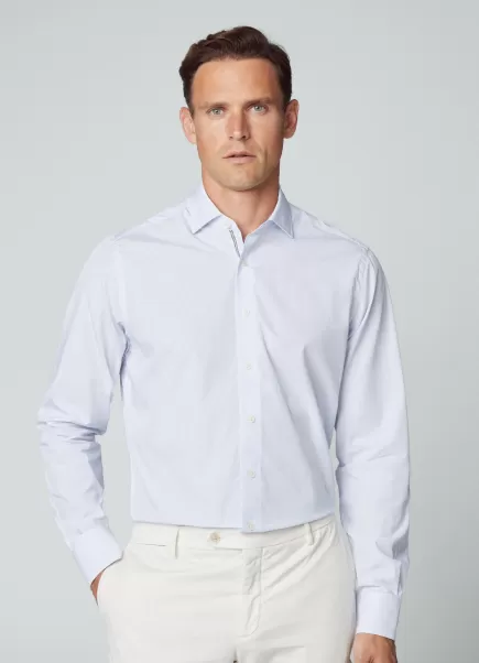 Herren Hemden Hackett London White/Blue Classic Fit Hemd Bengal-Streifen