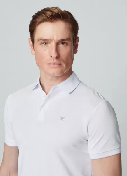 White Herren Poloshirt Baumwolle Logo Gestickt Poloshirts Hackett London