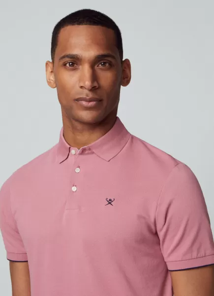 Poloshirts Herren Rose Pink Hackett London Poloshirt Baumwolle Logo Gestickt