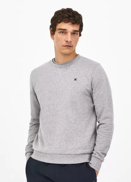 Light Grey Hackett London Sweatshirts & Hoodies Herren Baumwoll-Sweatshirt Mit Stickerei