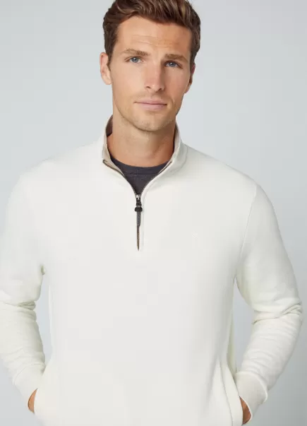 Herren Hackett London Ecru White Pullover Halber Reißverschluss Sweatshirts & Hoodies