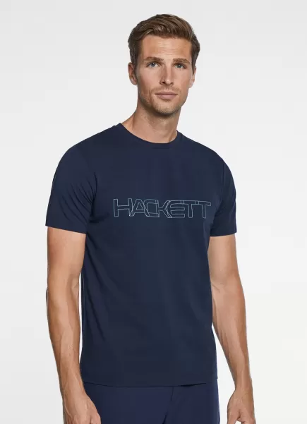 Herren T-Shirt Basic Logodruck Navy T-Shirts Hackett London