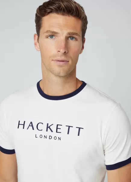 T-Shirts Herren T-Shirt Heritage Logo Gestickt Antique White Hackett London
